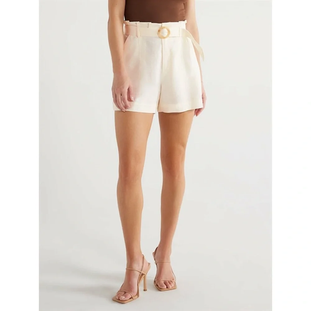 Sofia by Sofia Vergara High Waist Cream Shorts - Picture 1 of 4